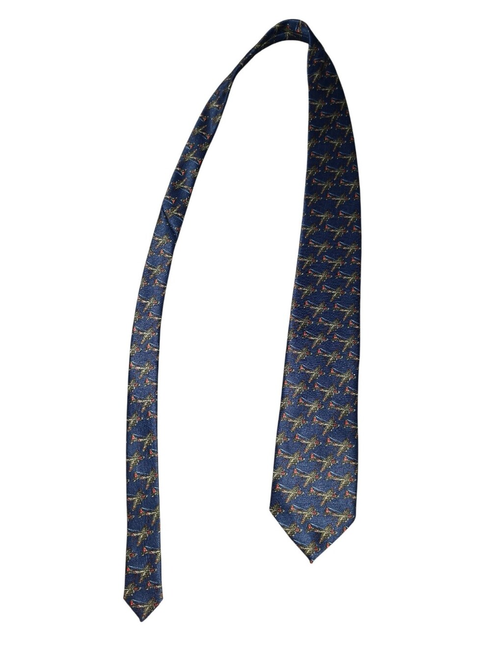 6/8/16. Andaloro Navy Patterned Men's Silk Tie - Brand Unspecified